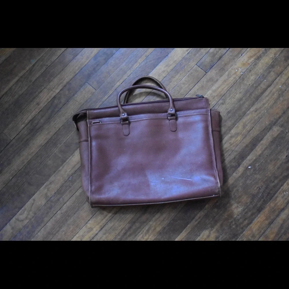 XL British Tan Leather Briefcase Attaché
